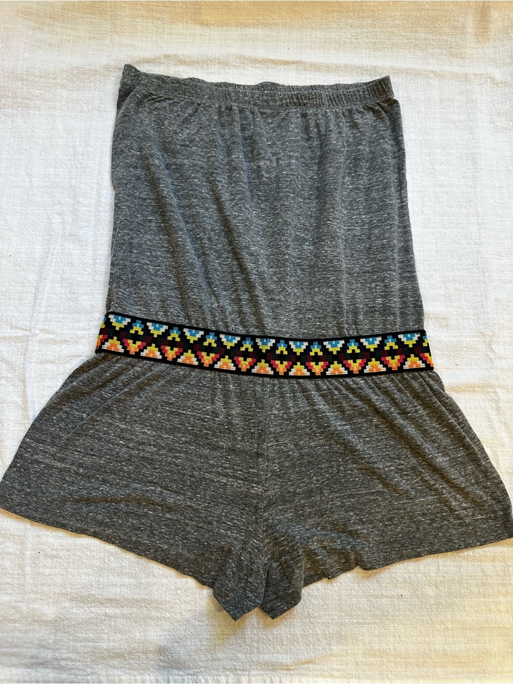 Lucky Brand Gray Shorts with Multicolor Embroidered Waistband